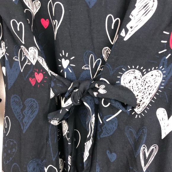 Zara Heart Print Dress Size Medium Tie Back - Picture 5 of 5